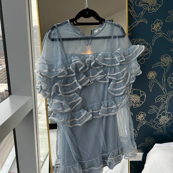 Tularosa Blue Ruffle Mini Dress - Picture 5 of 6